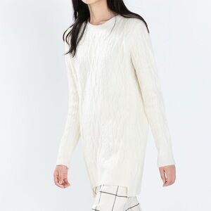 ZARA Cream Cable Knit Italian yarn High‎ Low Sweater Small